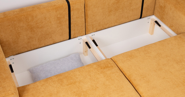 Диван-кровать угловой Оксфорд 714 композиция 2, STORM 8 горчичный, модульная система, сборка на любую сторону