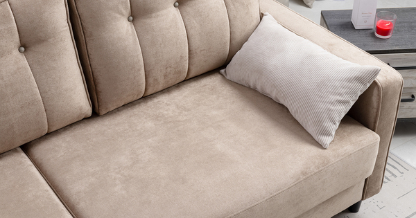 Диван-кровать прямой Арно ТД 565 велюр Лаки 04 песочный, Vertical 910 молочно-серый