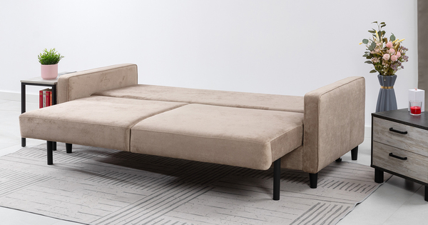 Диван-кровать прямой Арно ТД 565 велюр Лаки 04 песочный, Vertical 910 молочно-серый