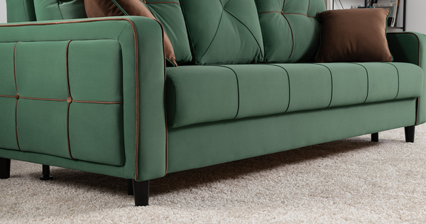 Диван-кровать прямой Черри ТД 288 велюр Irida 09 зеленый, Эвита шоколад бежево-коричневый