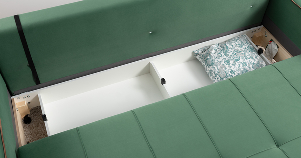 Диван-кровать прямой Черри ТД 288 велюр Irida 09 зеленый, Эвита шоколад бежево-коричневый