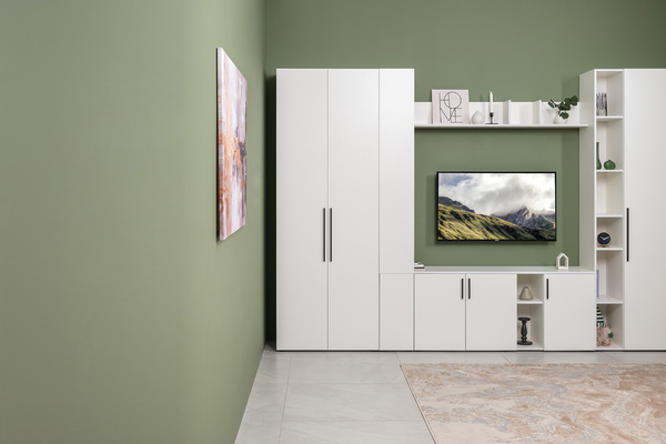 Шкаф для одежды Эйр 13.340 белый PE шагрень, собирается на любую сторону