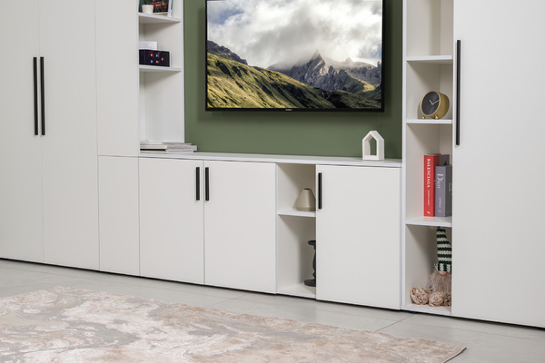 Гостиная Эйр композиция 2 белый PE шагрень, собирается на любую сторону