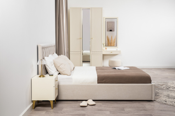 Шкаф для одежды Марион 16.340.03 слоновая кость С341 PE, слоновая кость 6898 ПВХ (собирается на любую сторону)