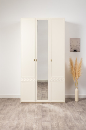 Шкаф для одежды Марион 16.340.03 слоновая кость С341 PE, слоновая кость 6898 ПВХ (собирается на любую сторону)