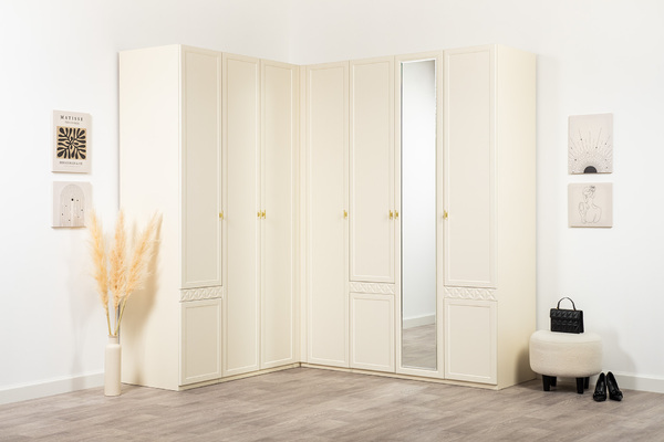 Шкаф-пенал Марион 16.340.01 слоновая кость С341 PE, слоновая кость 6898 ПВХ (собирается на любую сторону)