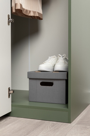 Шкаф угловой Марион 16.339 дымчатый зеленый K521, олива шагрень AG 1050 ПВХ (собирается на любую сторону)