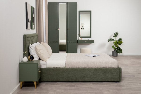 Стол-консоль Марион 12.318 дымчатый зеленый K521, олива шагрень AG 1050 ПВХ