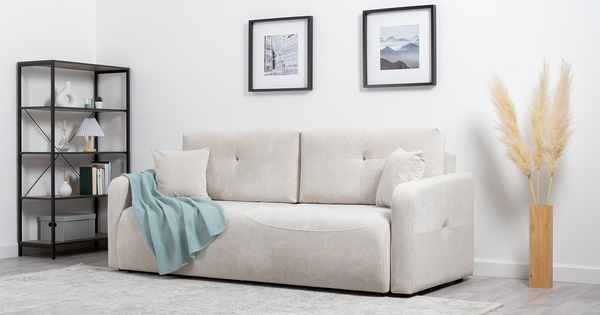 Диван-кровать прямой Марсель ТД 703 велюр Aura 02 белый