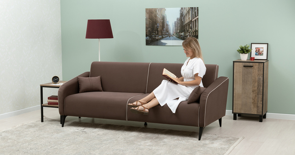 Диван-кровать прямой Ноэль ТД 448 велюр шоколадный, светлый кварцевый серый