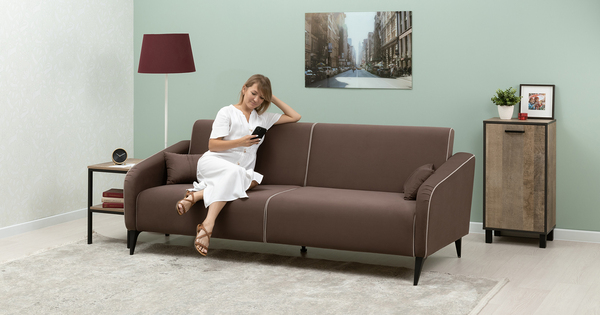 Диван-кровать прямой Ноэль ТД 448 велюр шоколадный, светлый кварцевый серый