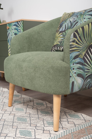 Кресло для отдыха Маттиас ТК 120 велюр монстера, moss 615, зеленый