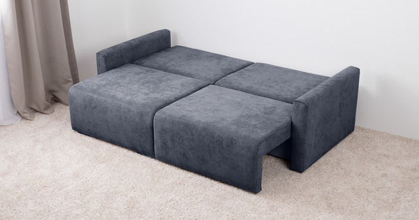 Диван-кровать прямой Оксфорд 713 композиция 3, MUZA 09 темно-синий, модульная система