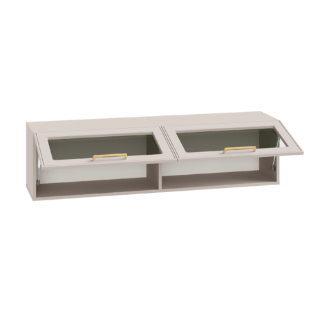 Гостиная Ричфорд композиция 2 с карнизами, кашемир 5981 BS, моно керамика D166-2 ПВХ, белый PE шагрень (собирается на любую сторону)