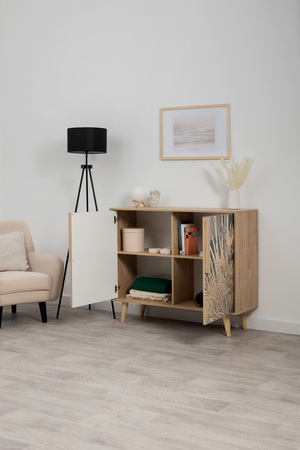 Комод Току 16.230.04 гикори рокфорд натуральный KO86 PW, белый PE шагрень, фотопечать