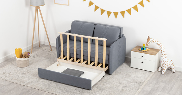 Диван-кровать прямой Юта (120) ТД 520 велюр Вивальди 12 сине-серый